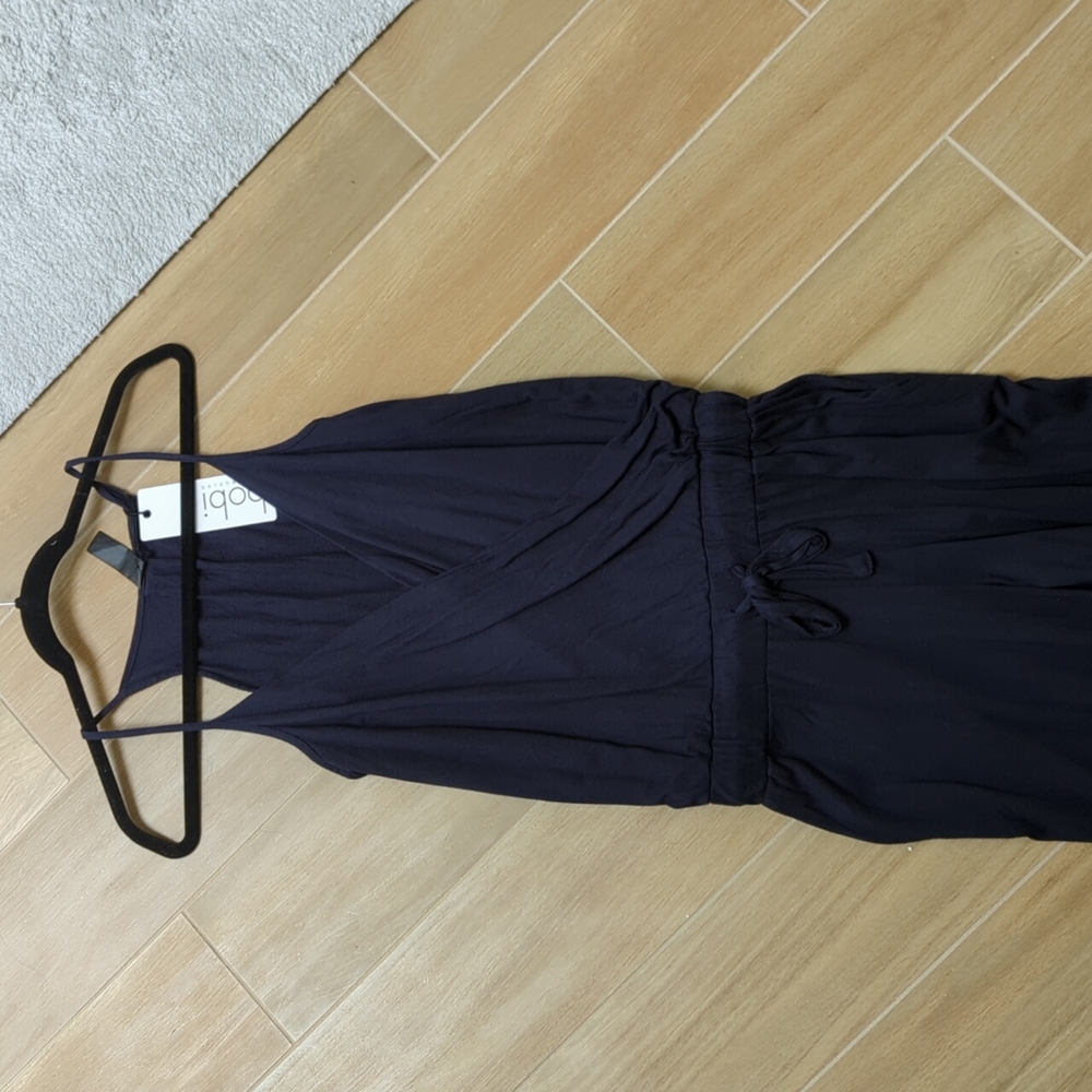Bobi Cotton Tank Romper with pockets! Navy -Sm